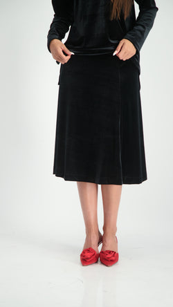 Velvet A-Line Skirt / Black