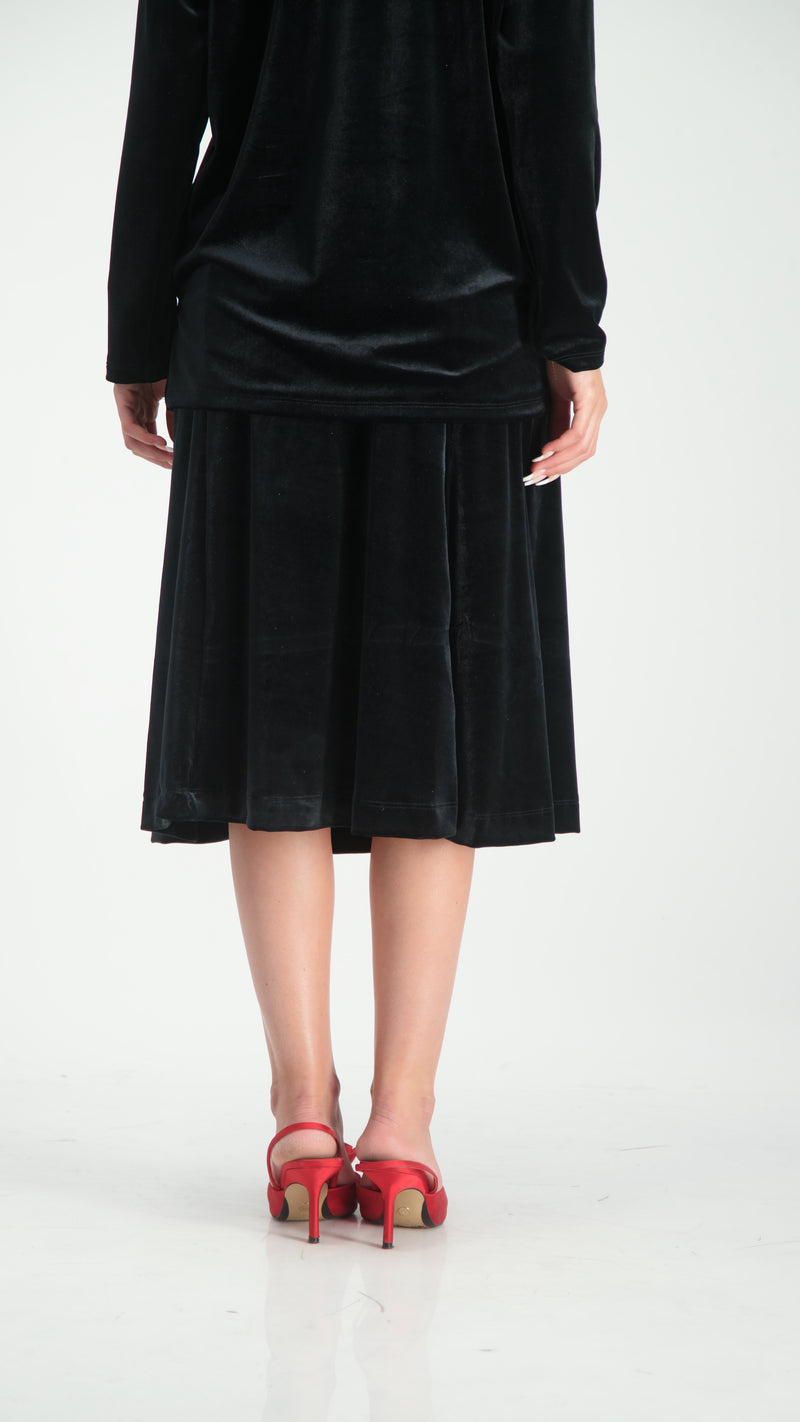 Velvet A-Line Skirt / Black