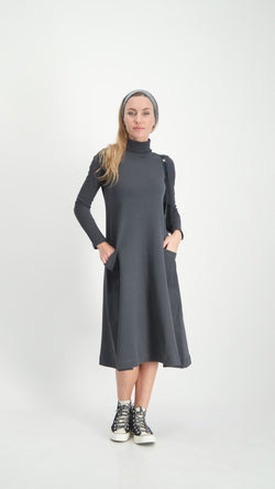 Turtleneck Pocket Dress / Grey