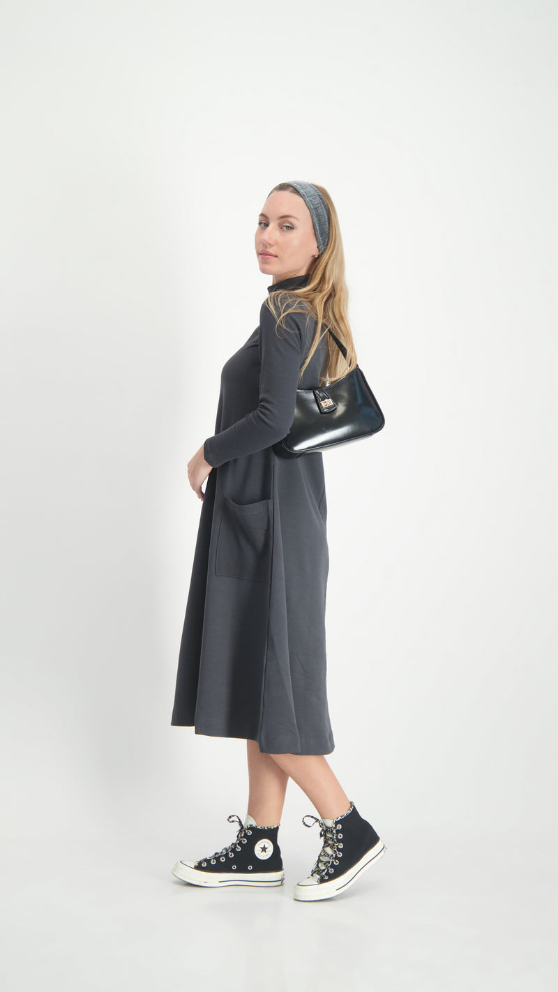 Turtleneck Pocket Dress / Grey