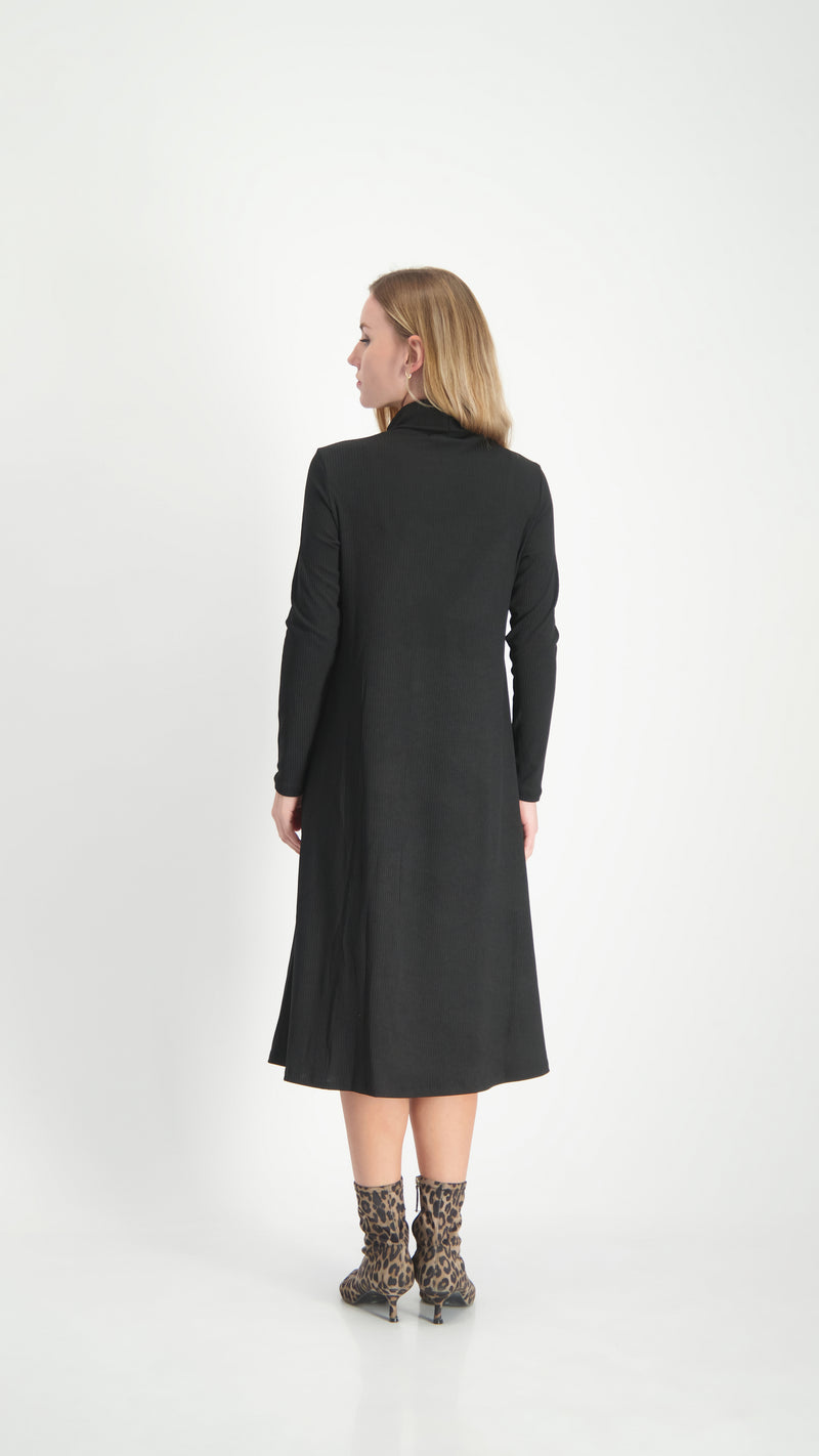 Turtleneck Ribbed Dress / Black