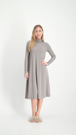 Turtleneck Ribbed Dress / Olive