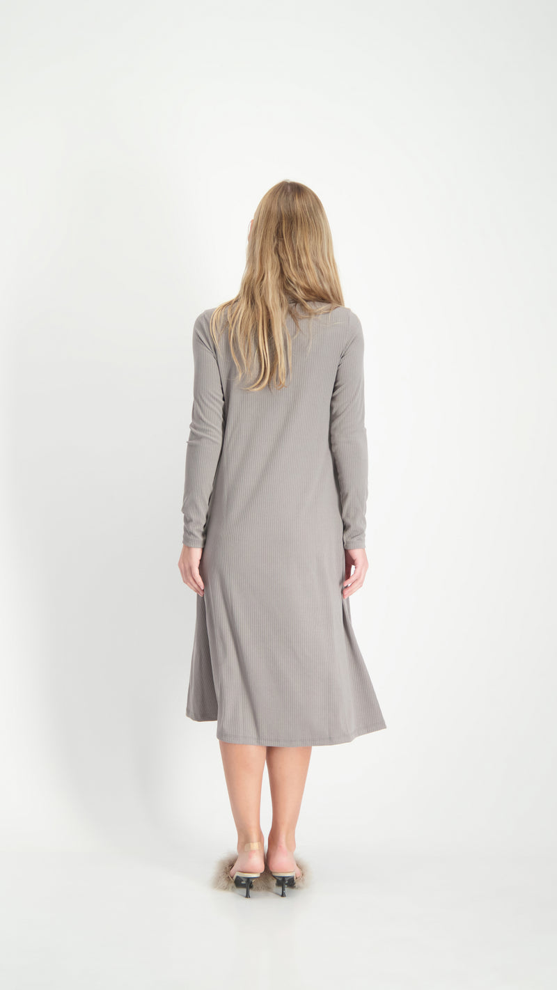 Turtleneck Ribbed Dress / Olive