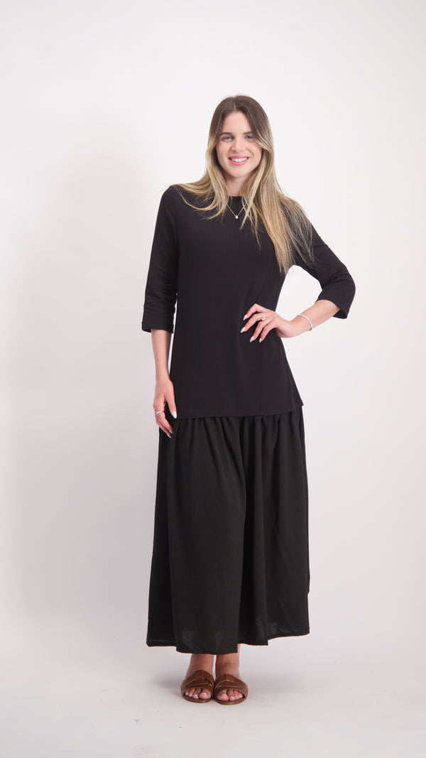Cotton Ruffle Dress / Black