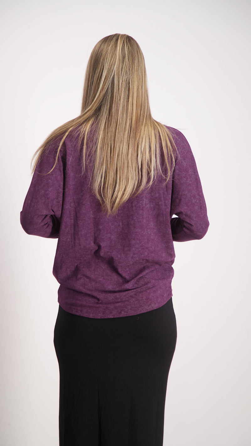 Bat Shirt / Ribbed Burgandy Tie Dye