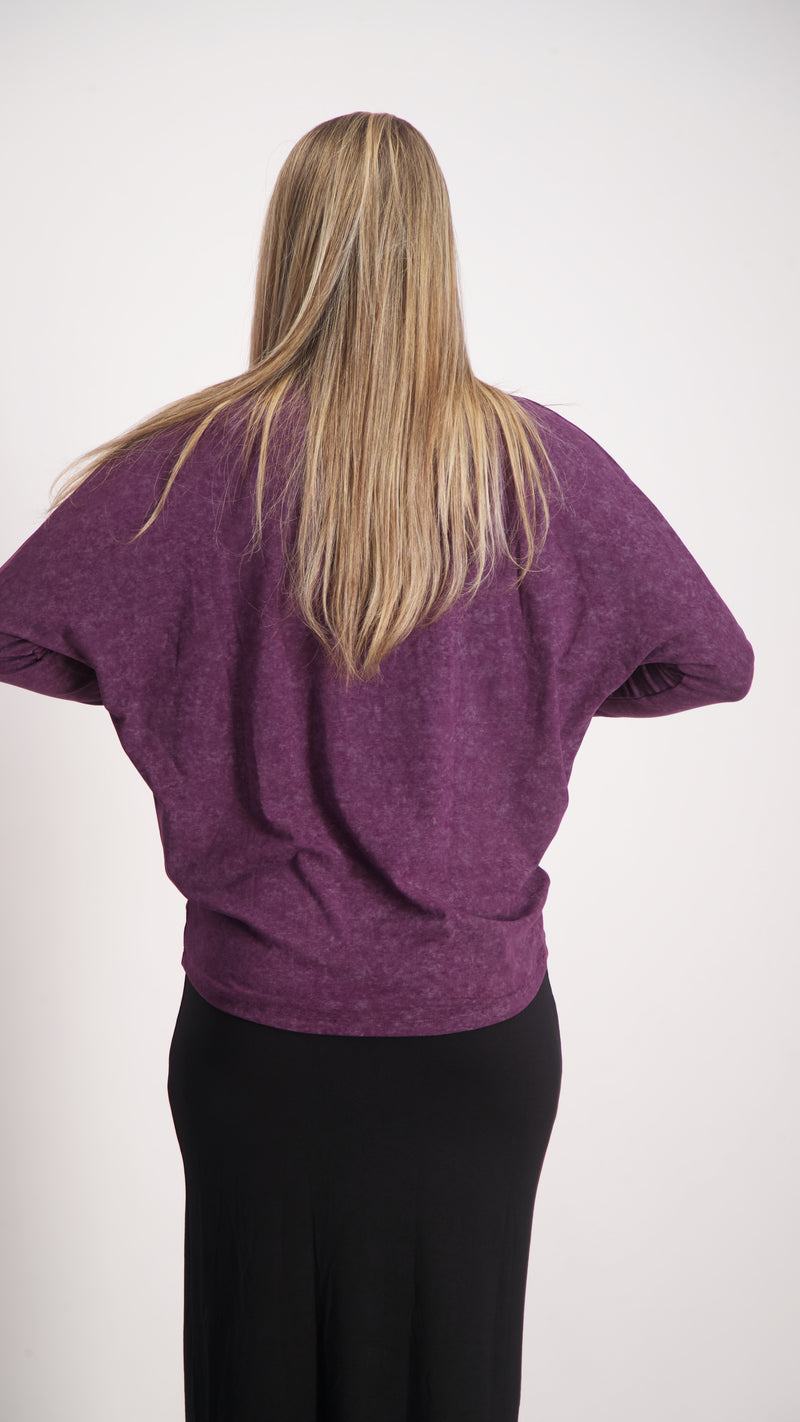Bat Shirt / Ribbed Burgandy Tie Dye