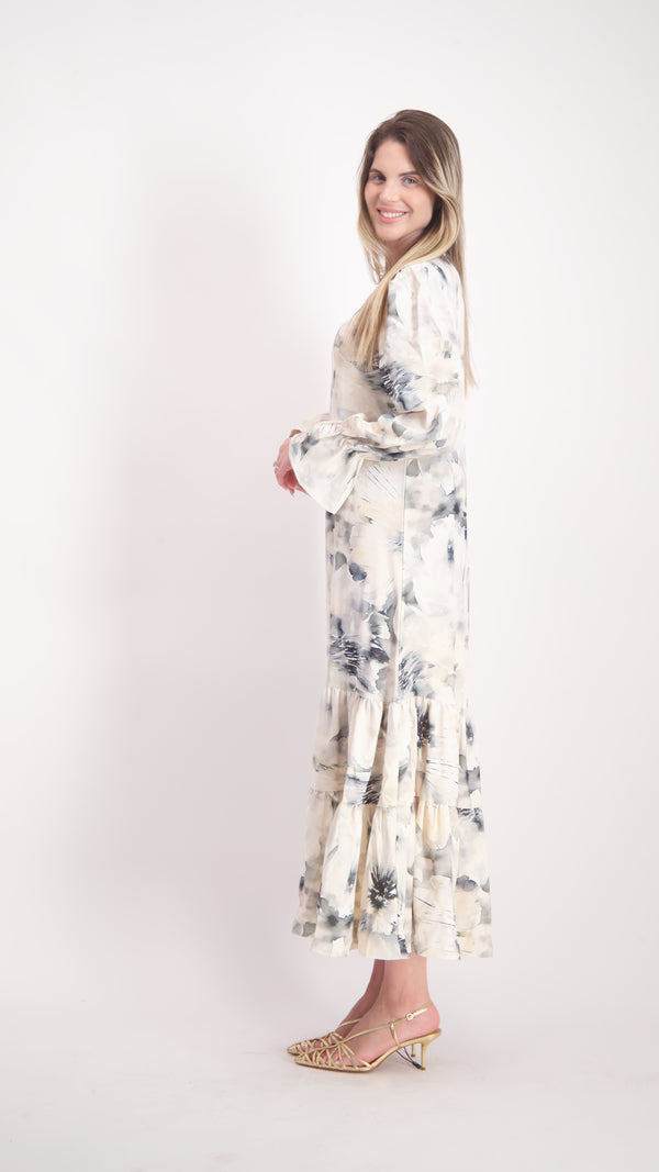 Elegant Layers Dress / White Flowers