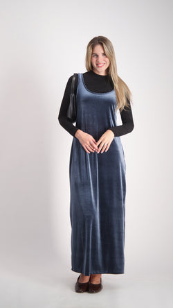 Velvet Sarafan Dress / Petrol