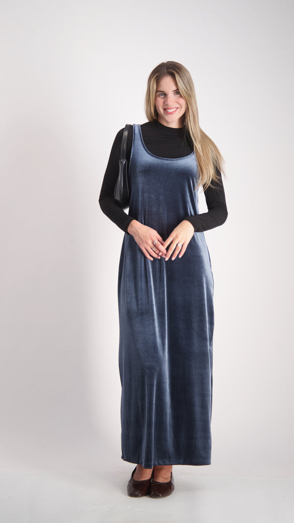 Velvet Sarafan Dress / Petrol