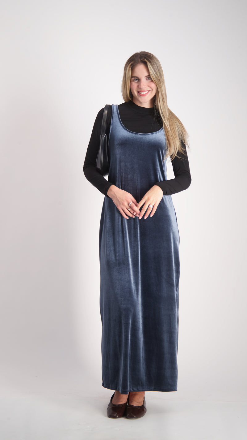 Velvet Sarafan Dress / Petrol