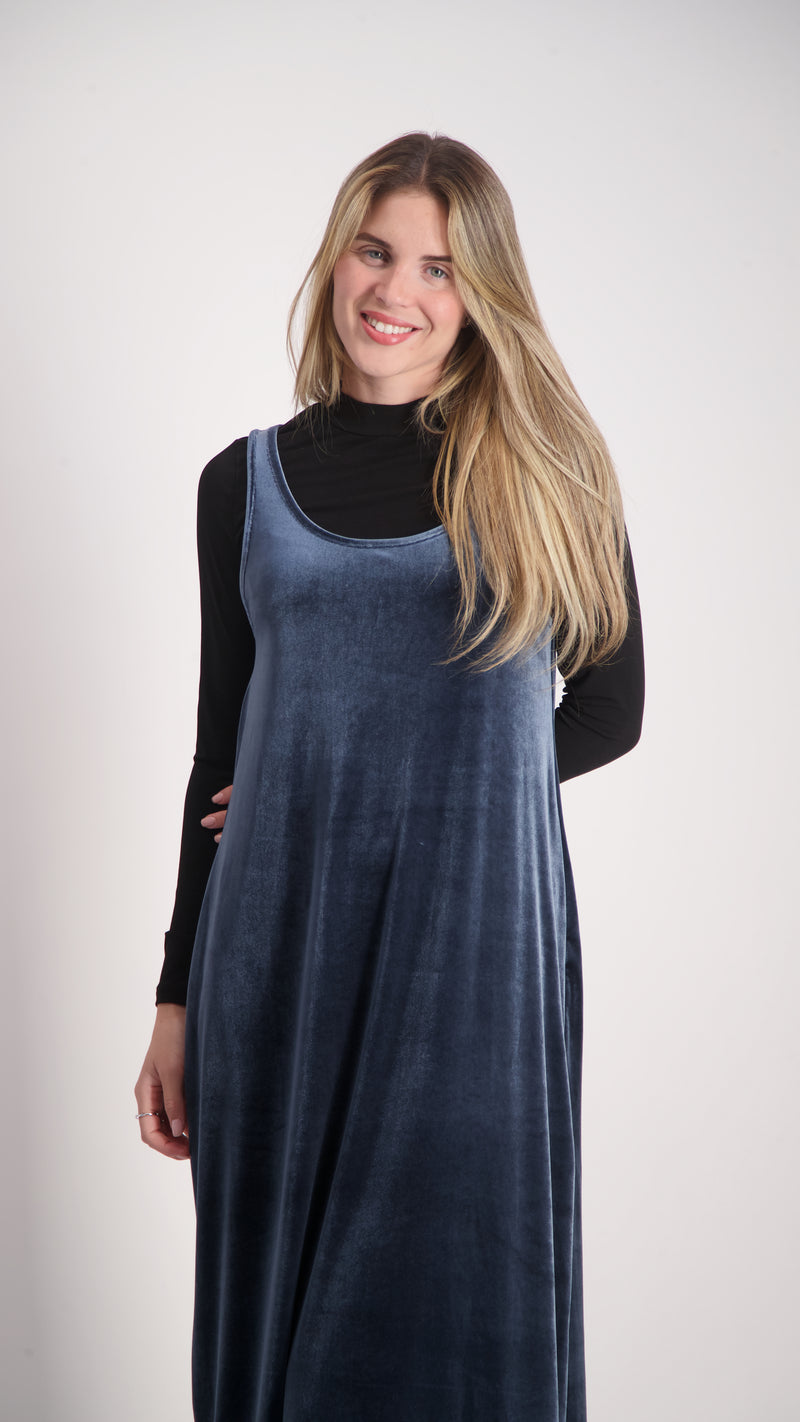Velvet Sarafan Dress / Petrol