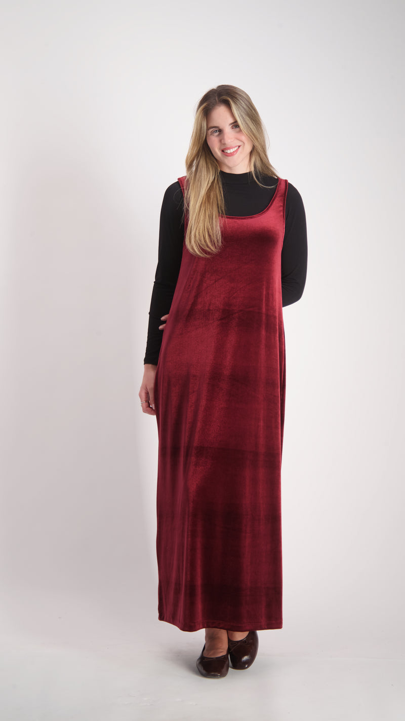 Velvet Sarafan Dress / Burgandy