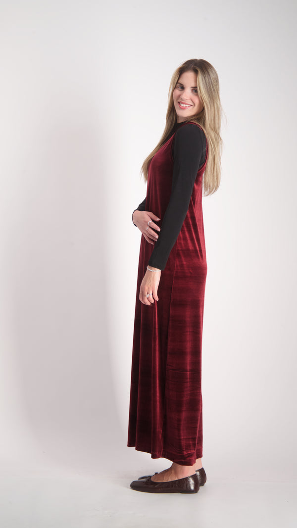 Velvet Sarafan Dress / Burgandy