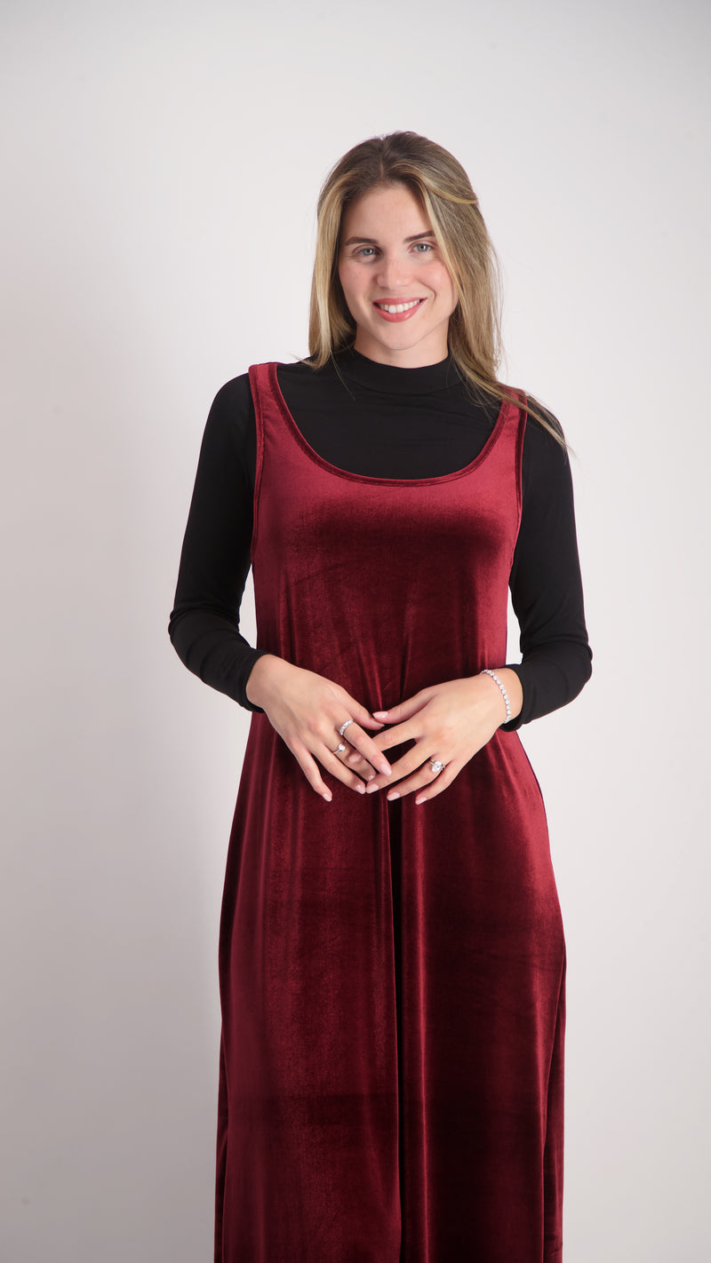 Velvet Sarafan Dress / Burgandy