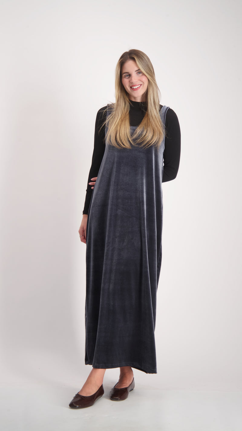 Velvet Sarafan Dress / Grey