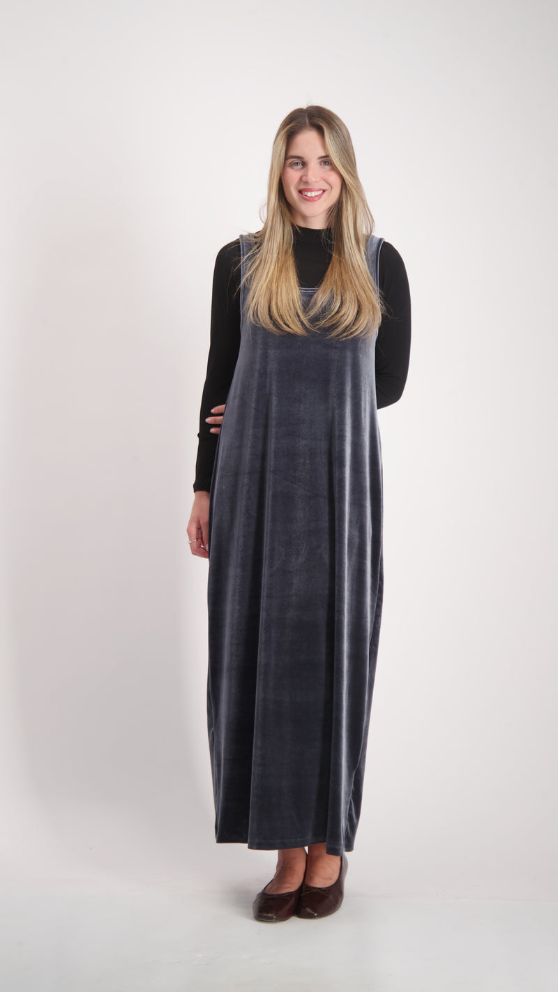 Velvet Sarafan Dress / Grey