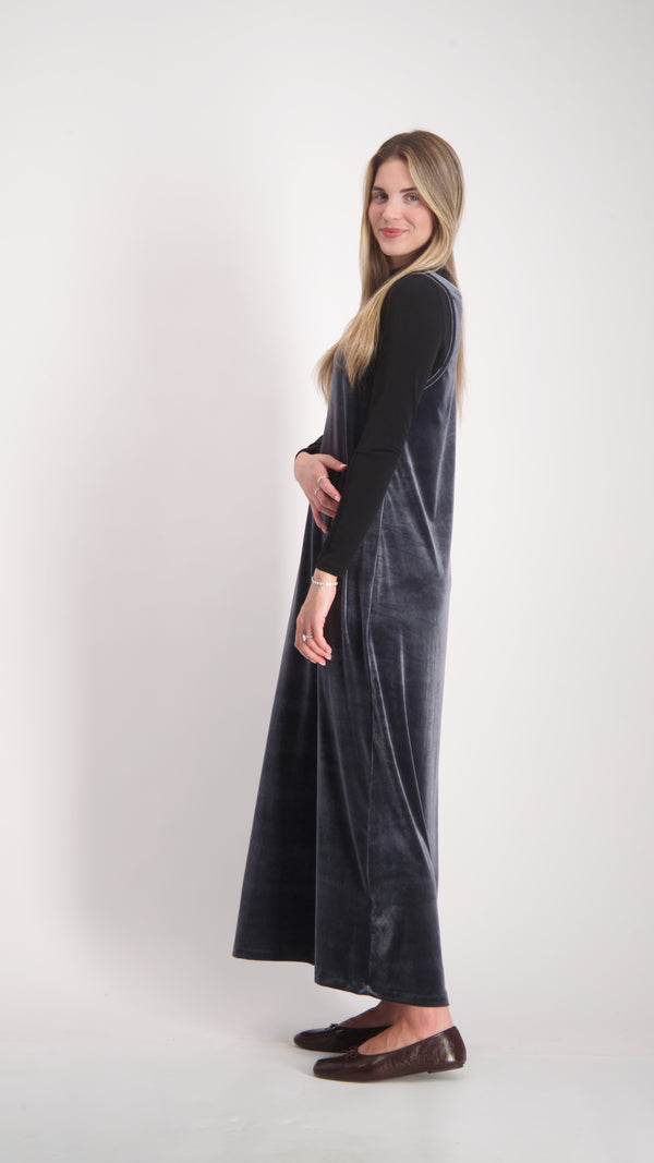 Velvet Sarafan Dress / Grey