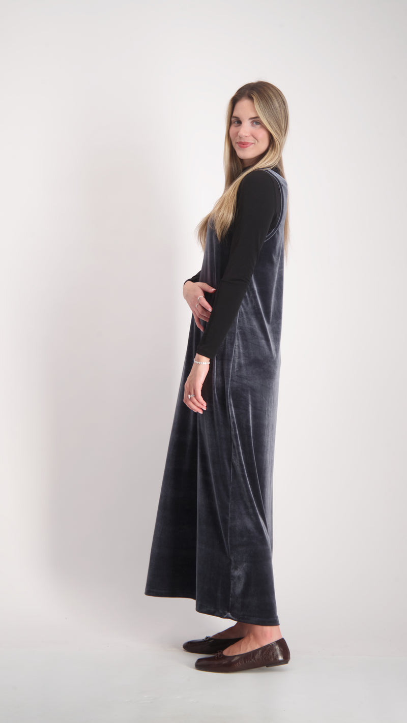 Velvet Sarafan Dress / Grey