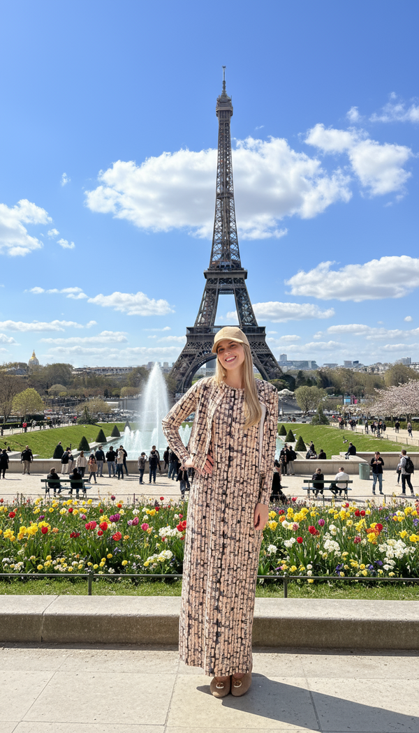 Cardigan + Sarafan Set / Stone & Navy