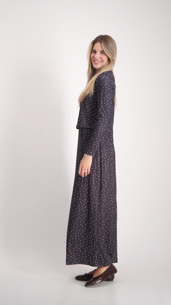 Cardigan + Sarafan Set / Black Polka Dots
