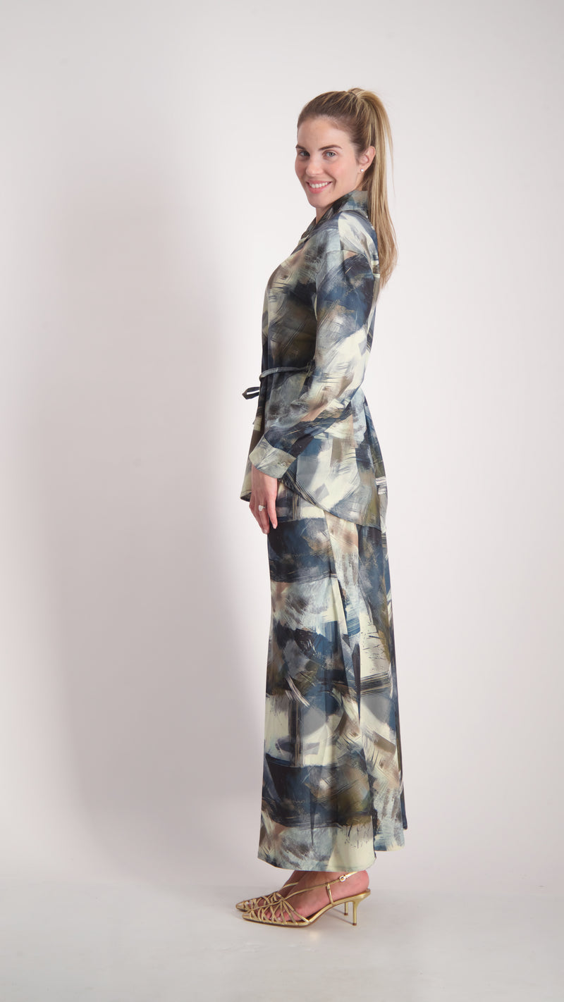 Elegant Maxi Skirt / Navy Splash