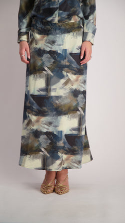Elegant Maxi Skirt / Navy Splash