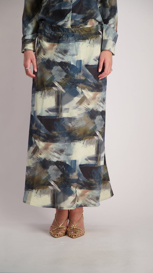 Elegant Maxi Skirt / Navy Splash