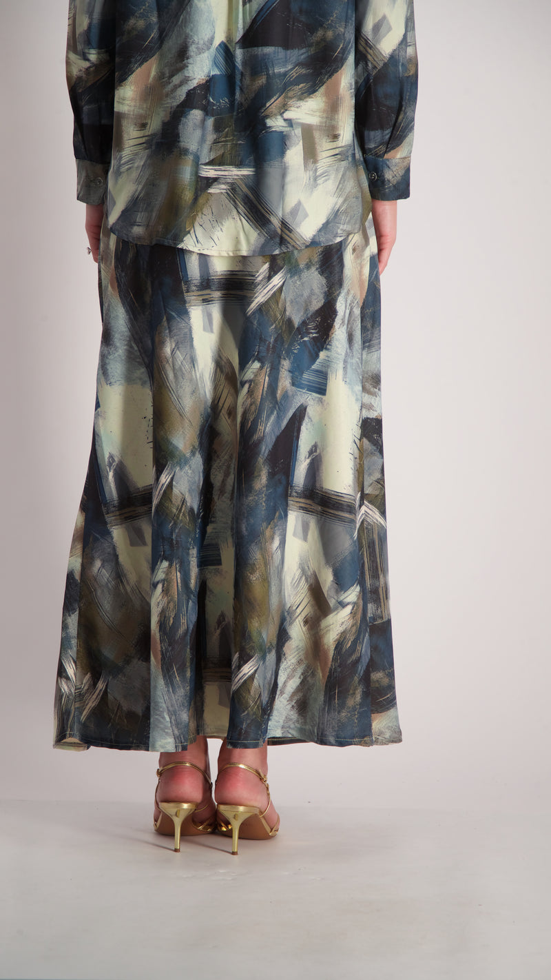 Elegant Maxi Skirt / Navy Splash