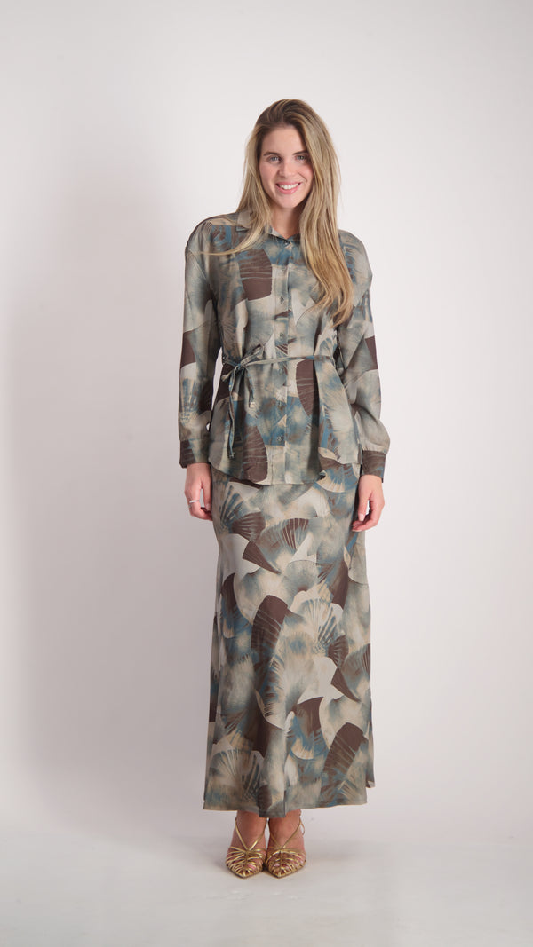 Elegant Maxi Skirt / Grey Splash