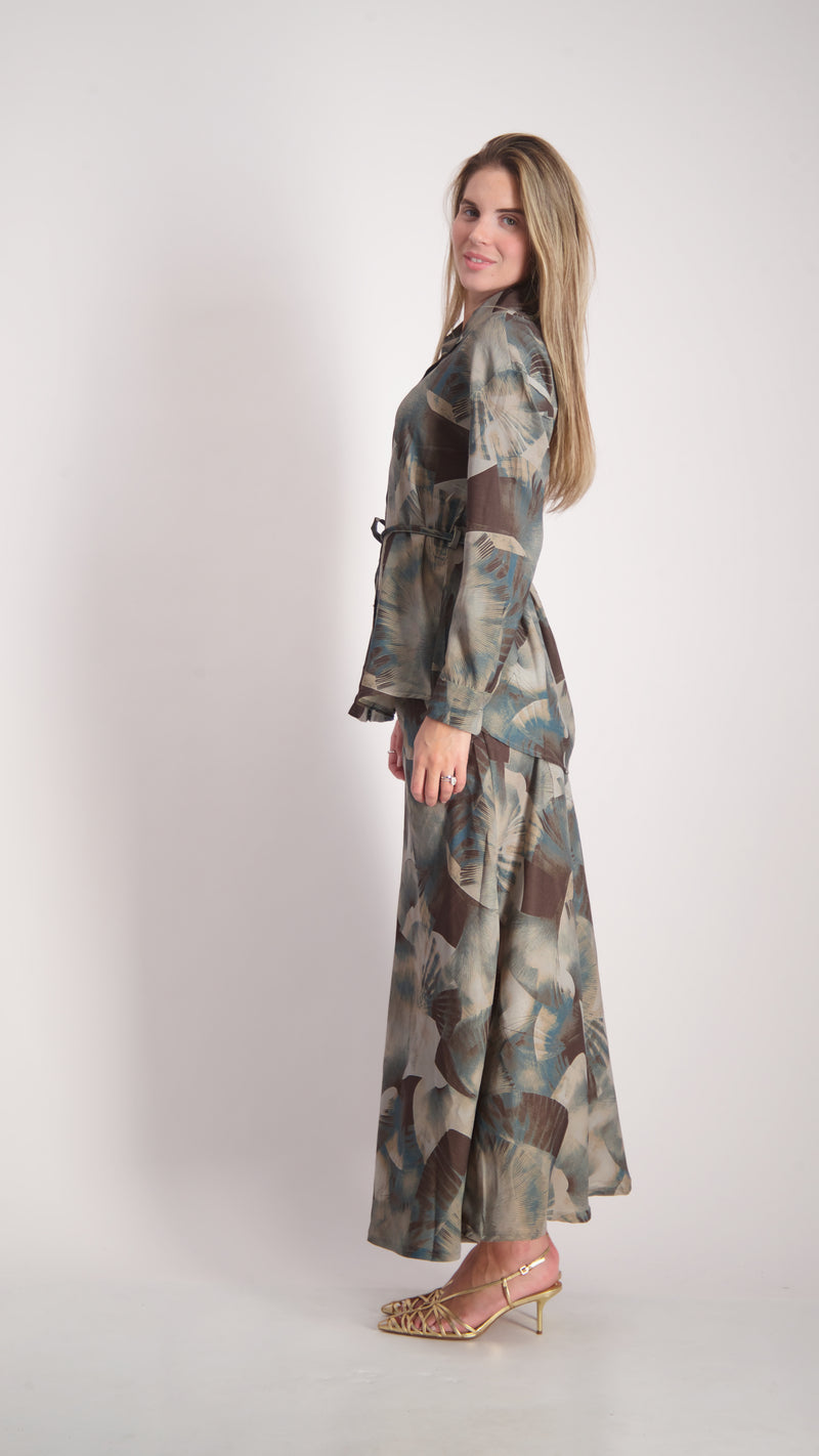 Elegant Maxi Skirt / Grey Splash