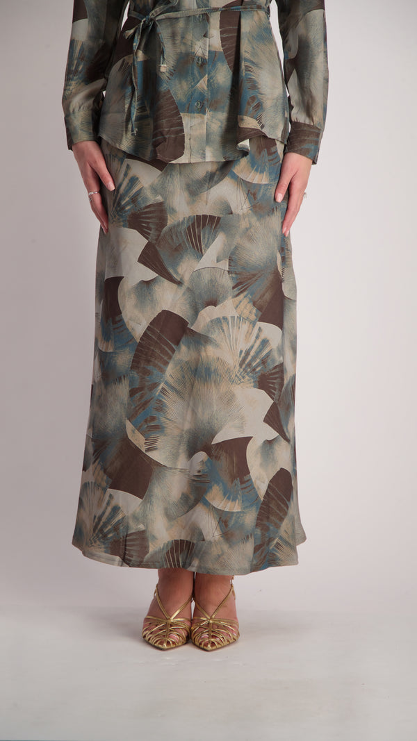 Elegant Maxi Skirt / Grey Splash