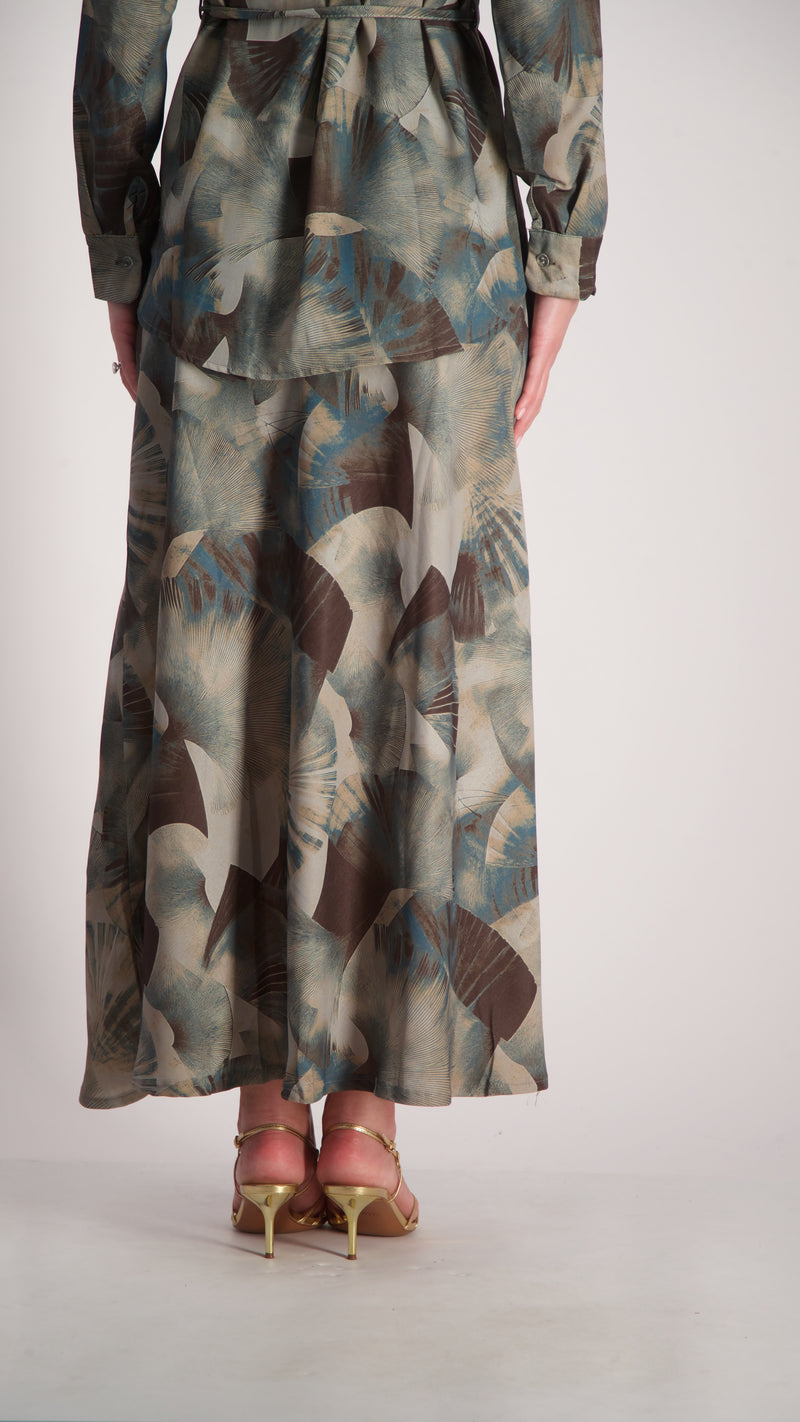 Elegant Maxi Skirt / Grey Splash