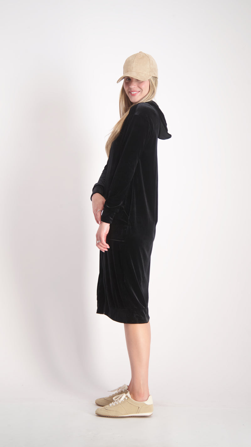 Velvet Hoodie Dress / Black