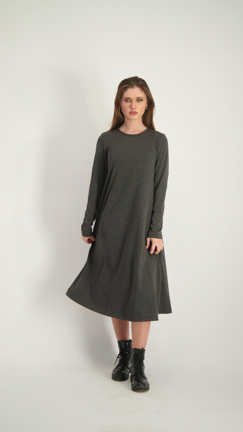 A-Line Cotton Dress / Grey