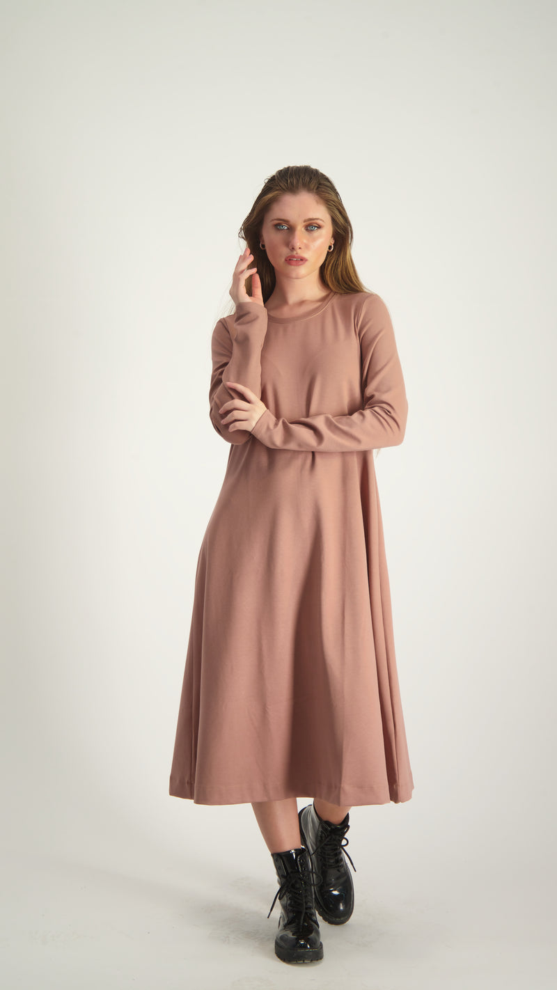 A-Line Cotton Dress / Camel