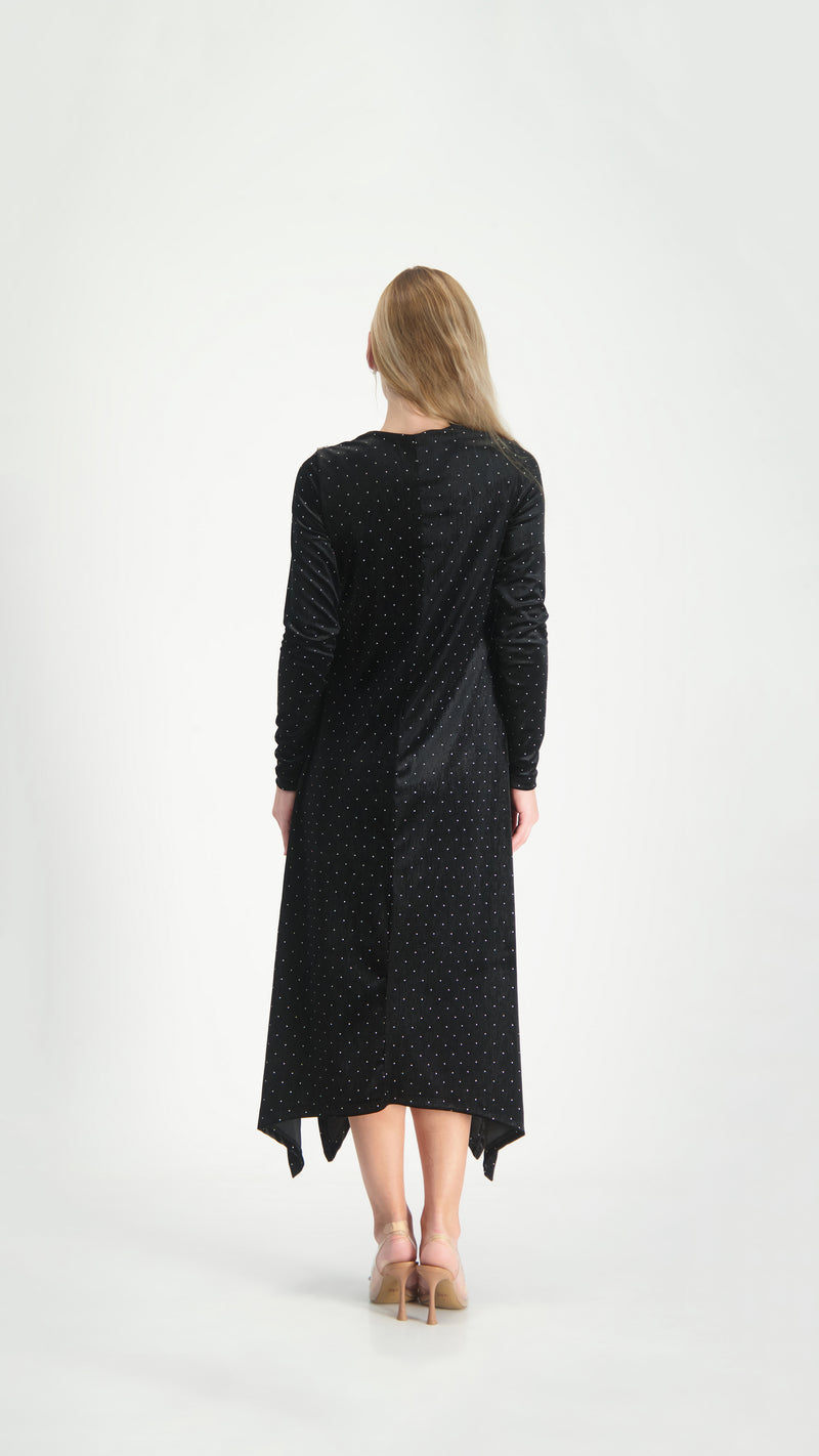 Asymmetric Ribbed Velvet Dress / Black Nitti