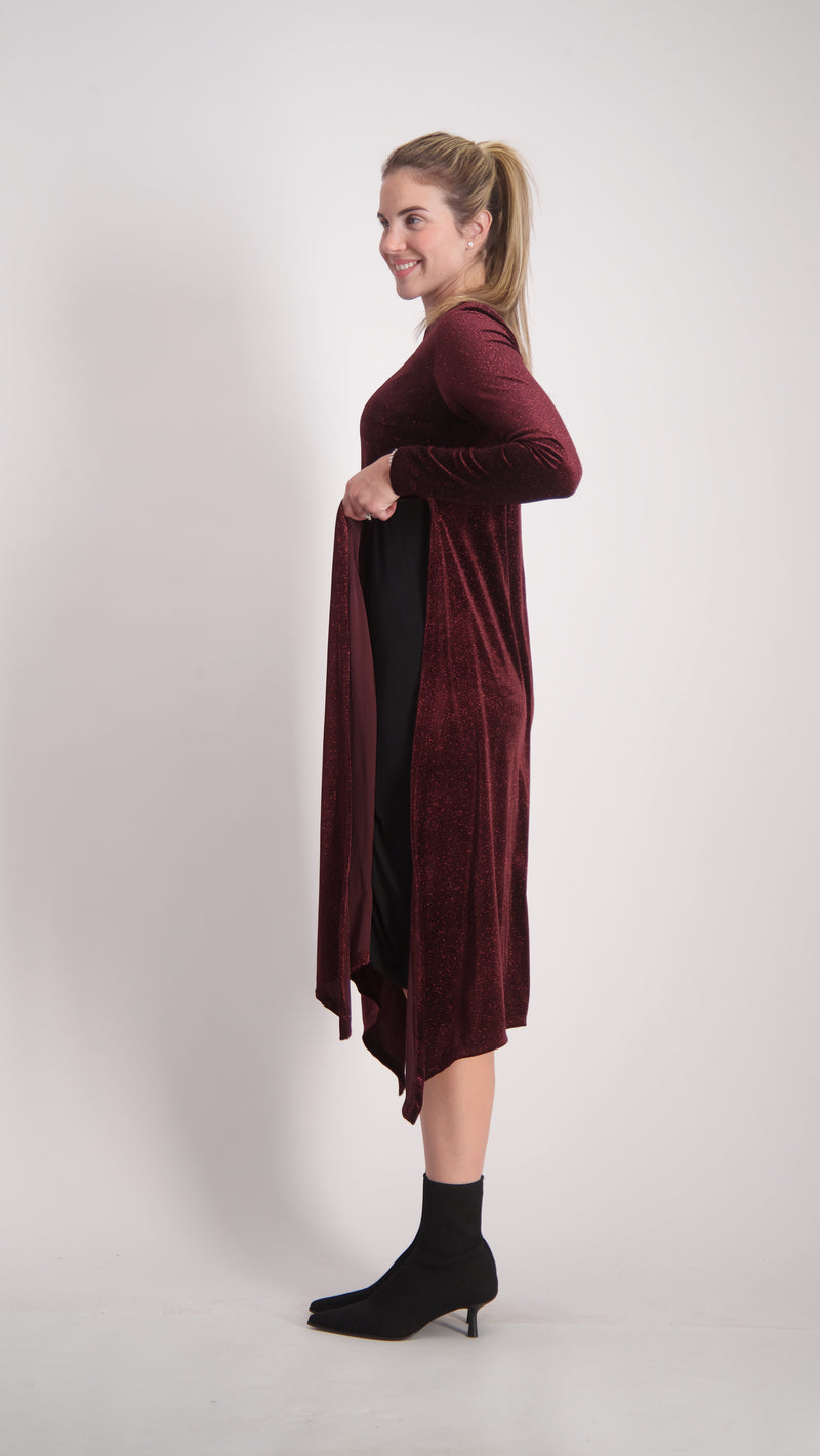 Asymmetric Velvet Dress / Bugandy Sparkle