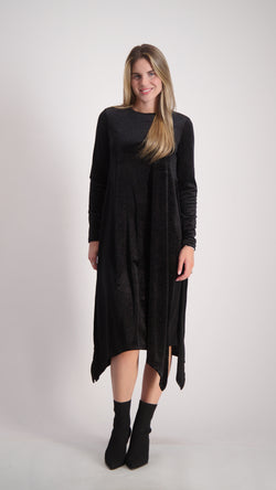 Asymmetric Velvet Dress / Black Sparkle
