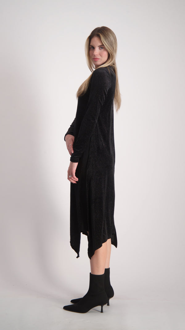 Asymmetric Velvet Dress / Black Sparkle