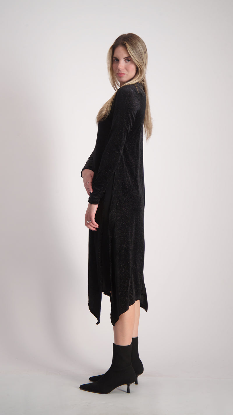 Asymmetric Velvet Dress / Black Sparkle
