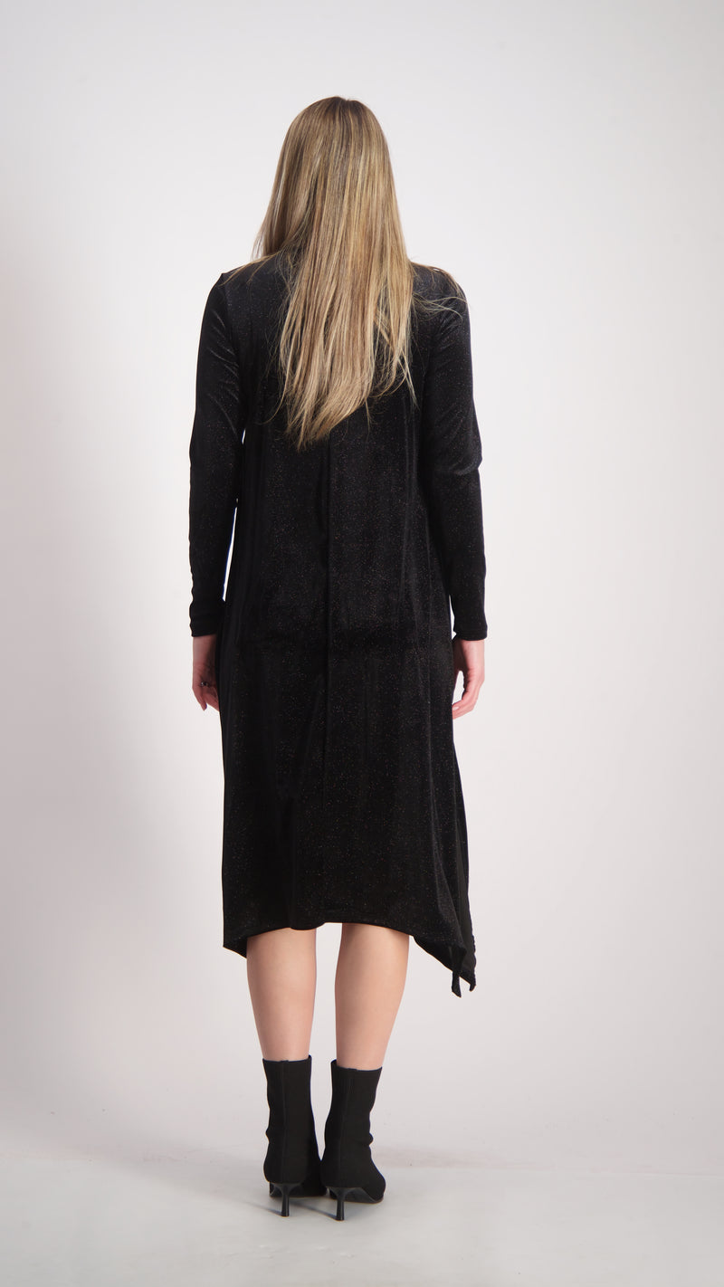Asymmetric Velvet Dress / Black Sparkle