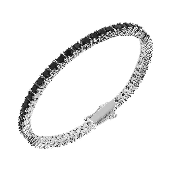 Tennis Bracelet White With Colored Zircons / Black