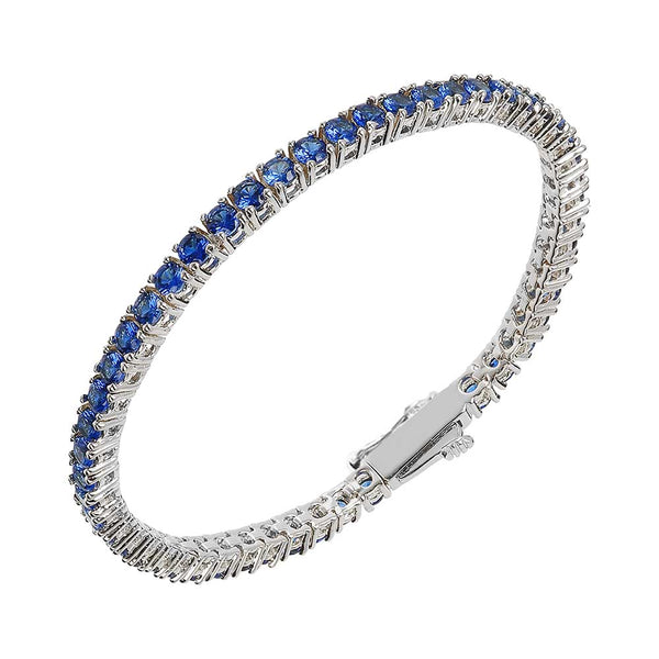 Tennis Bracelet White With Colored Zircons / Blue