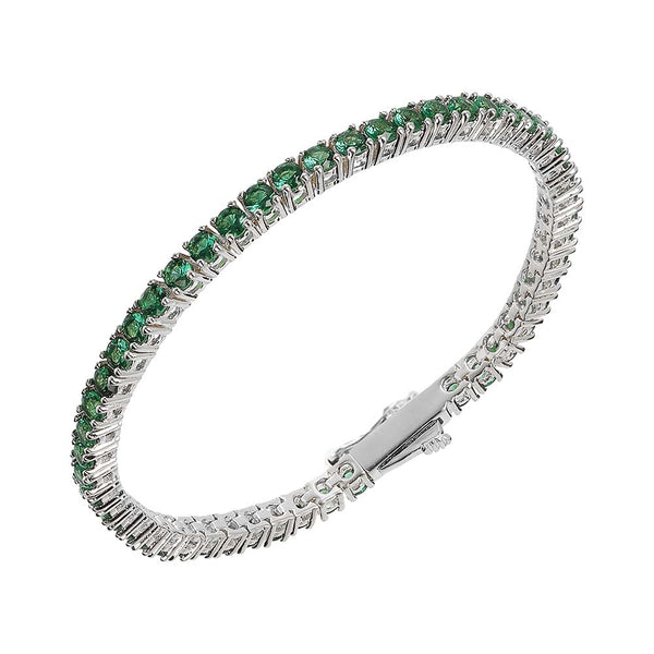 Tennis Bracelet White With Colored Zircons / Green