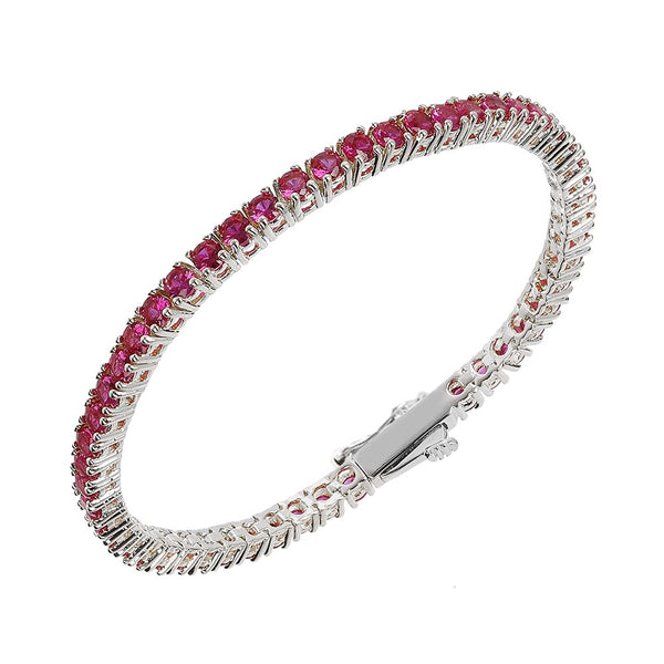Tennis Bracelet White With Colored Zircons / Red