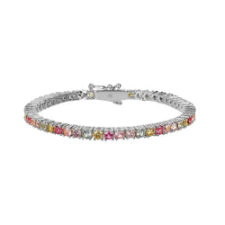 Tennis Bracelet White With Colored Zircons / Multi Color