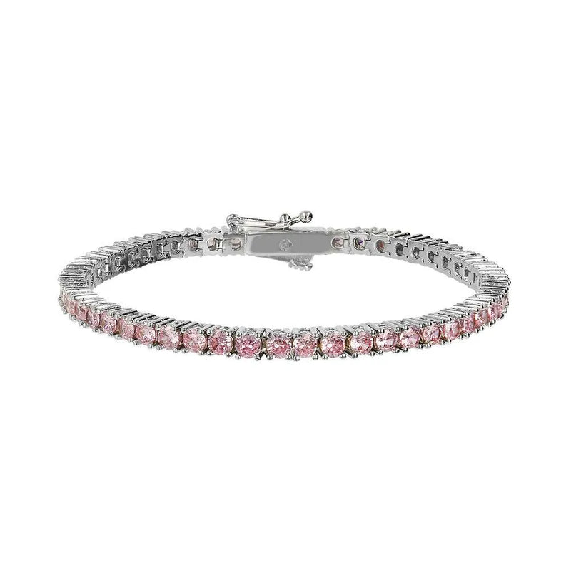 Tennis Bracelet With Colored Zircons / Pink