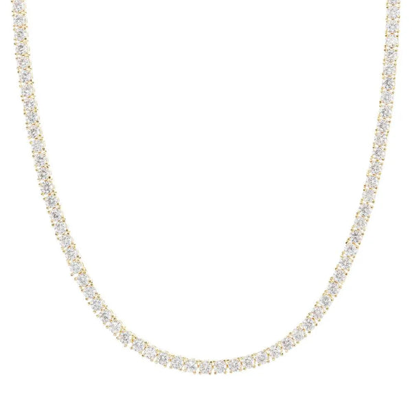 Tennis Necklace Gold in Shine Zircons / White