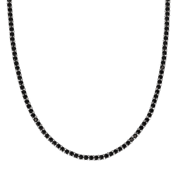 Tennis Necklace White in Shine Zircons / Black