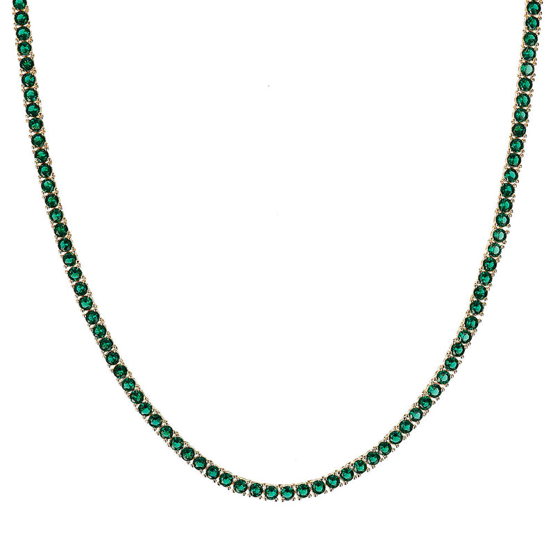 Tennis Necklace White in Shine Zircons / Green
